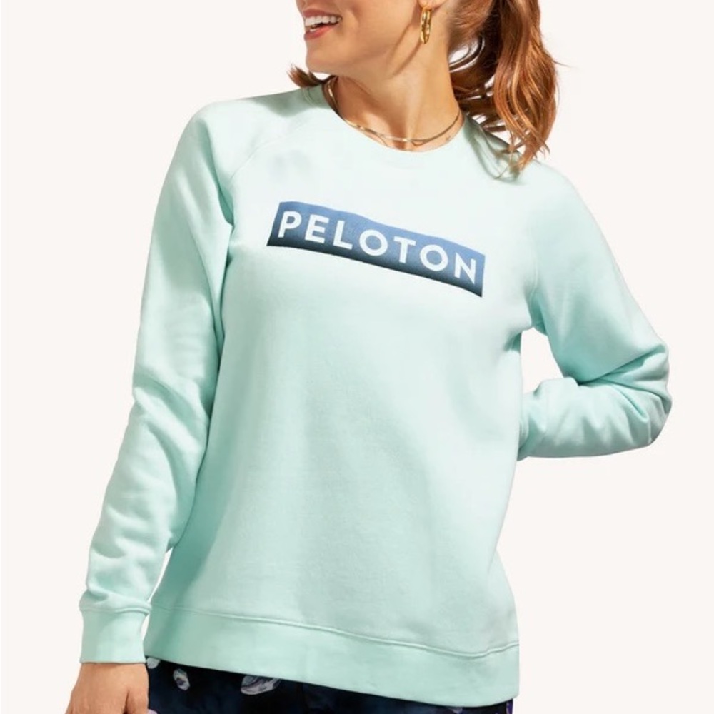 BNWT Peloton Womens Mint Blue Classic Crewneck Sweatshirt Pullover Size Large